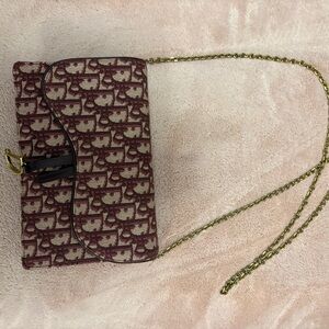 Dior Burgundy and Gold Chain Bag